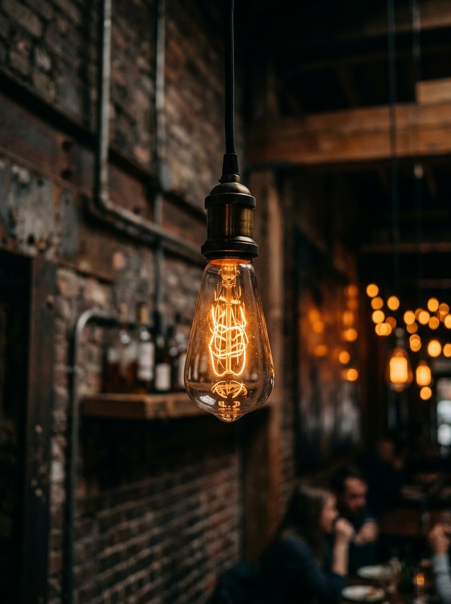 Glowing vintage Edison light bulb